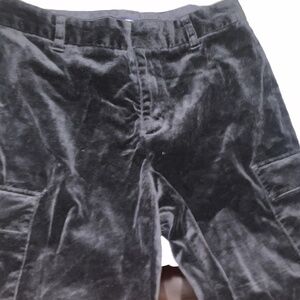 Black velvet like cargo bootcut pants